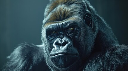Obraz premium A close-up image of the face of a gorilla or monkey,