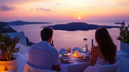 Naklejka premium Romantic Sunset Dinner with a Breathtaking View