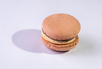 This is a French cookie called a macaron. It is two cookies made with meringue and cream sandwiched between them.