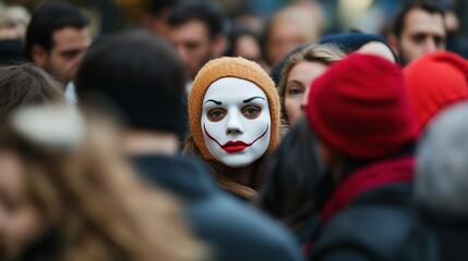 Fregoli delusion concept - anonymous in a crowd for psychological themes, art prints, posters