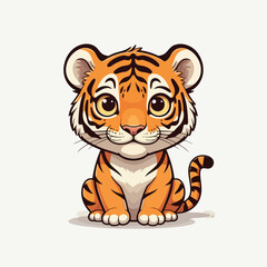 "Adorable Cartoon Baby Tiger Illustration Clipart"