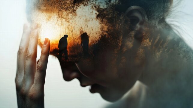 Illustration of ptsd and mental health - conceptual art for awareness and support resources