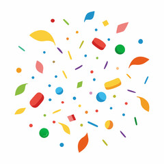 colorful confetti falling on white background