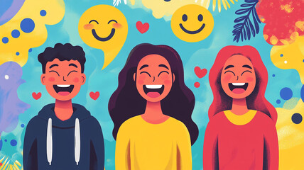 Celebrating World Smile Day with cheerful faces and vibrant colors in a joyful atmosphere