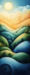 Obraz premium Surrealist Landscape Morphing Landforms Cubism
