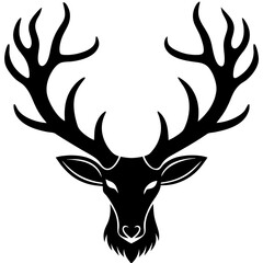 deer antlers black icons set on a white background