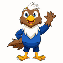 eagle cartoon waving on a white background