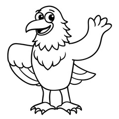 eagle cartoon waving on a white background