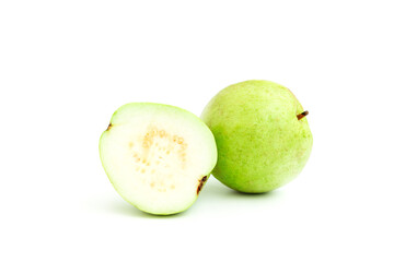 Fresh guava fruit isolated on white background, Green guava fruit