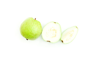 Fresh guava fruit isolated on white background, Green guava fruit