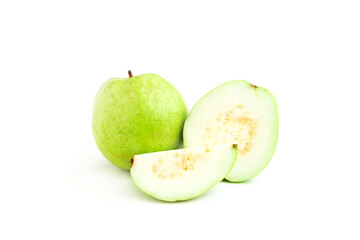 Fresh guava fruit isolated on white background, Green guava fruit