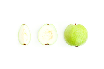 Fresh guava fruit isolated on white background, Green guava fruit