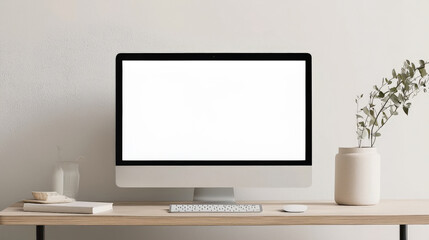 Fototapeta premium Contemporary Workspace with Computer and Plants