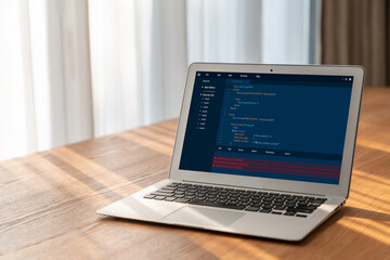 Fototapeta premium Software development programming on computer screen for modish application and program coding