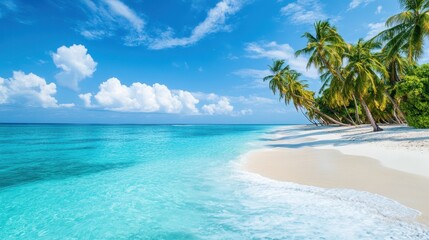 Tropical Paradise: Palm Trees, Crystal-Clear Water, and White Sand