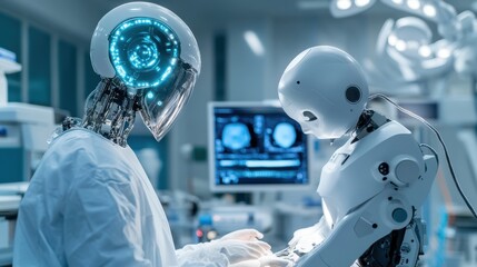 Two Medical Robots Working Together in a Hospital Room