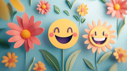 Celebrate World Smile Day with cheerful flowers and happy faces in a vibrant garden setting