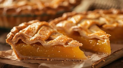 Delicious pumpkin pie with a flaky crust, served warm and perfect for fall gatherings and celebrations.