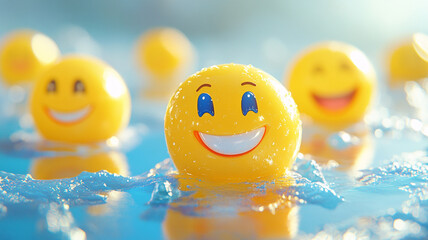 Celebrating World Smile Day with cheerful smiling faces in a refreshing water setting