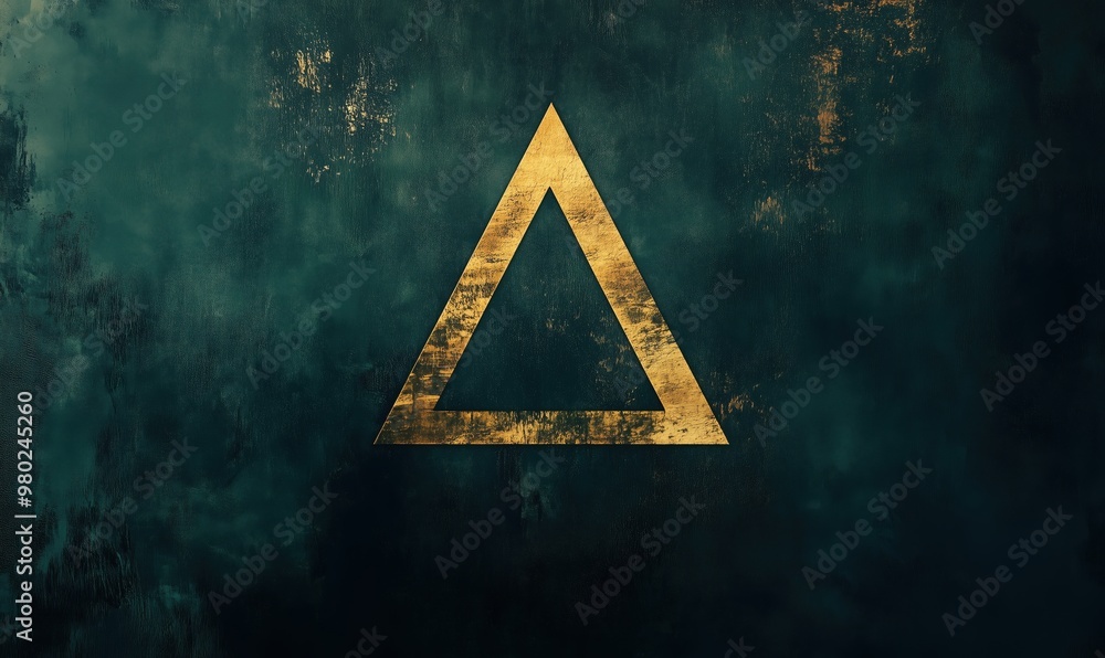Poster a triangle is drawn on a dark background. the triangle is gold and has a triangular shape