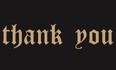 thank you lettering in black background