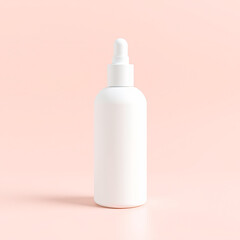 Blank white cosmetic skincare makeup bottle on pastel background. 3D Render