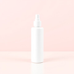 Blank white cosmetic skincare makeup bottle on pastel background. 3D Render