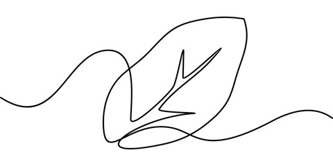 continuous line drawing of a leaf symbol. abstract line art illustration