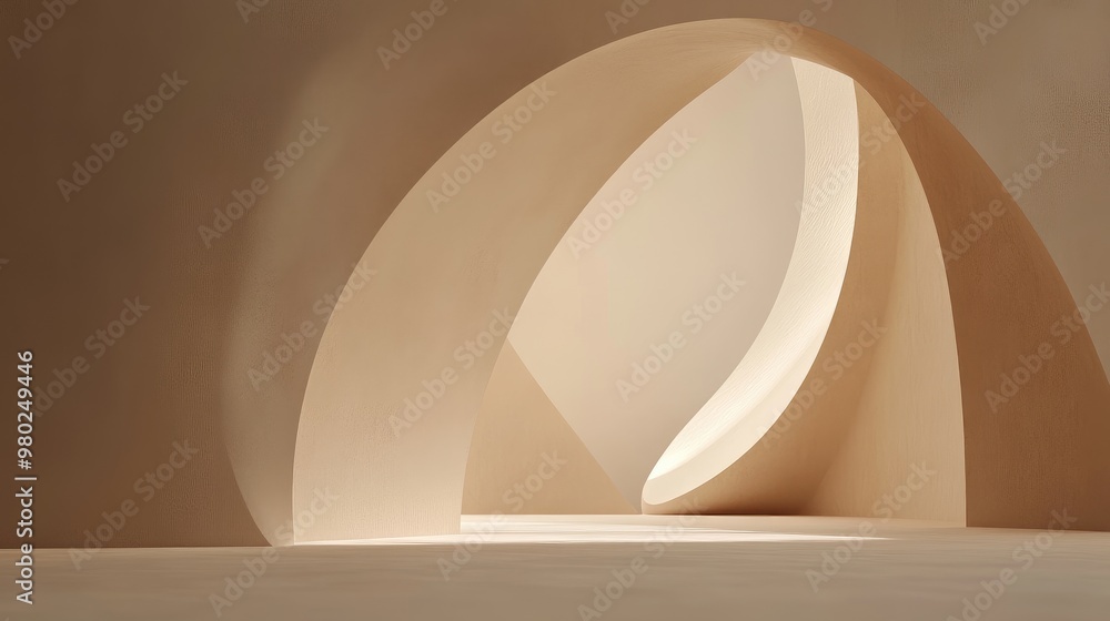 Aufkleber 3d rendering of abstract forms in a minimalist scene, offering space for text, with no people or log