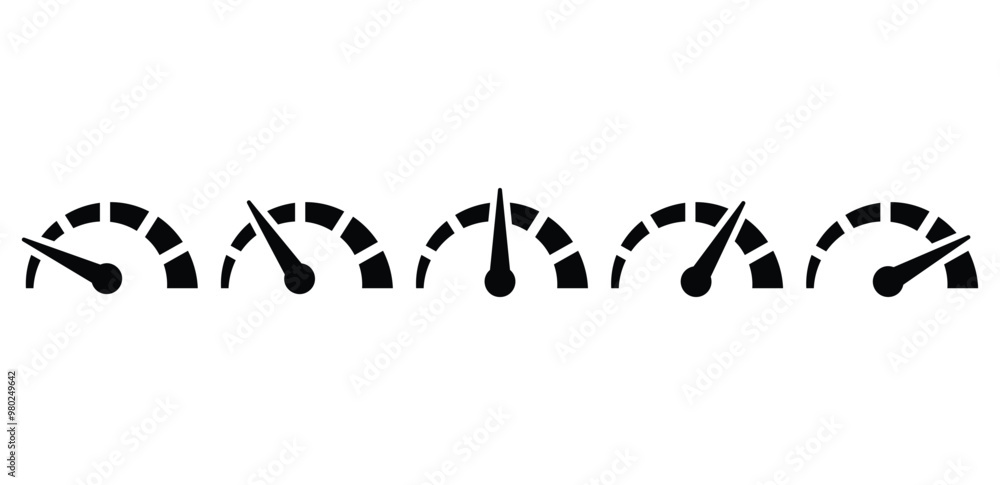 Poster set of tachometer speedometer icon symbol vector design black white color simple flat modern style i