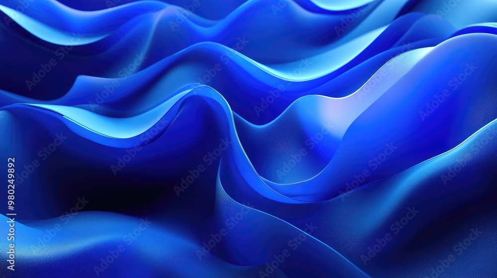Poster a flowing 3d blue abstract background with ai-generated waves, creating a modern and tech-inspired d