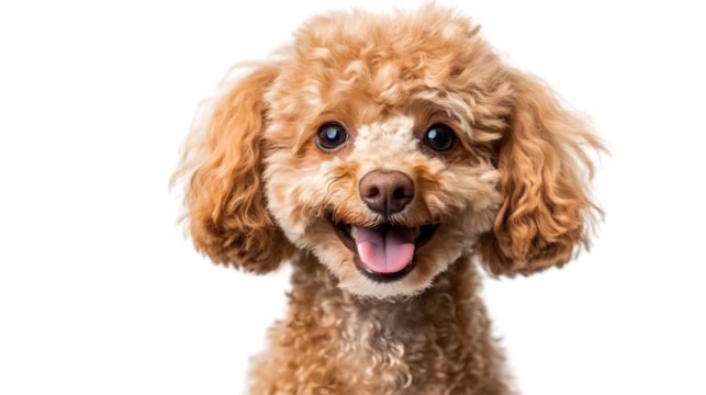 A cheerful, fluffy poodle with a vibrant smile, showcasing its adorable personality and playful spirit.