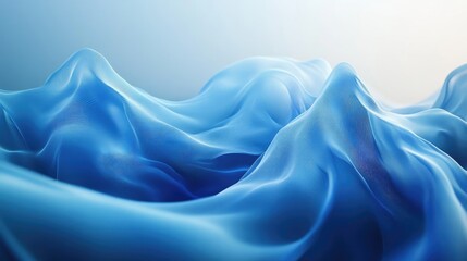 Obraz premium Abstract 3D blue waves designed by AI, flowing gracefully across a minimal background. No people or logos present.
