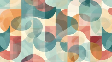 **Calming Geometric Flow: Smooth, geometric shapes in muted, harmonious colors that flow seamlessly together to create a calming pattern. --ar 16:9 --s 50 --v 6.0** - Image #1 <@1193093742316494918>