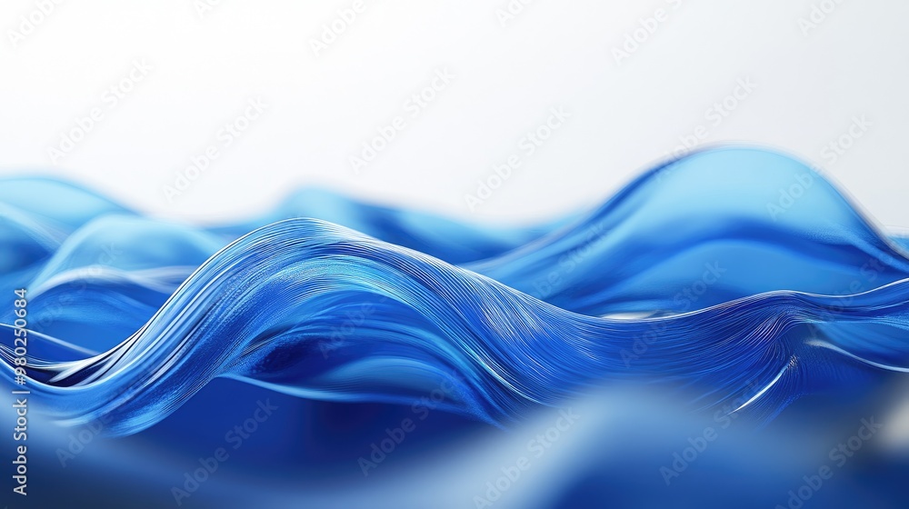 Aufkleber ai-designed 3d blue waves flowing against a minimal abstract background, creating a fluid and futuri