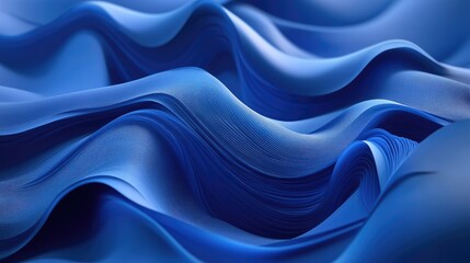 Obraz premium Abstract blue waves, generated by AI in a sleek 3D scene, flowing across a smooth background. No people or logos. a