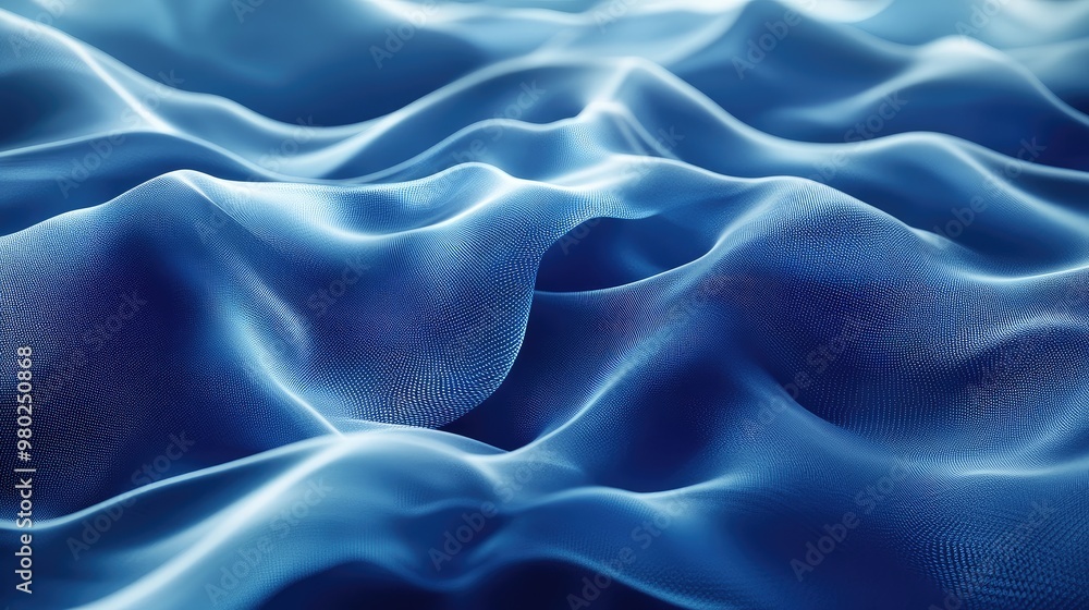 Poster blue abstract background with dynamic ai-generated waves, rendered in 3d for a futuristic feel. no p