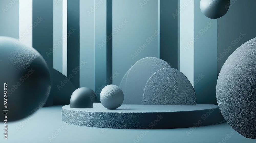 Fototapete clean futuristic 3d abstract shapes on a minimal background, leaving space for text. no people or lo