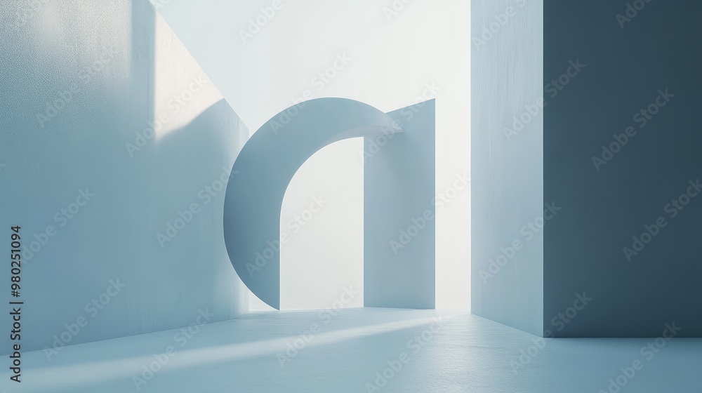 Fototapete clean futuristic 3d abstract shapes on a minimal background, leaving space for text. no people or lo