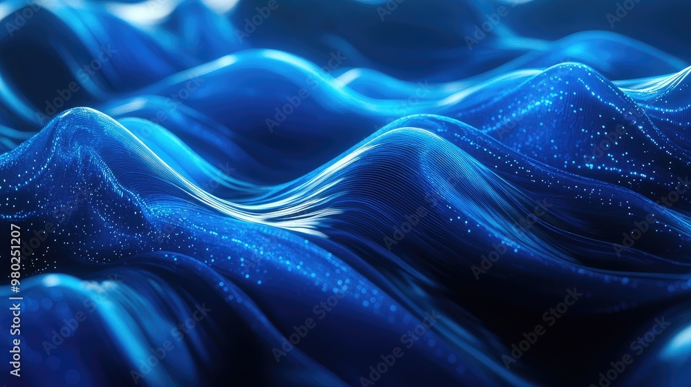 Aufkleber creative 3d rendering of blue ai waves on a sleek abstract background, flowing dynamically. no peopl