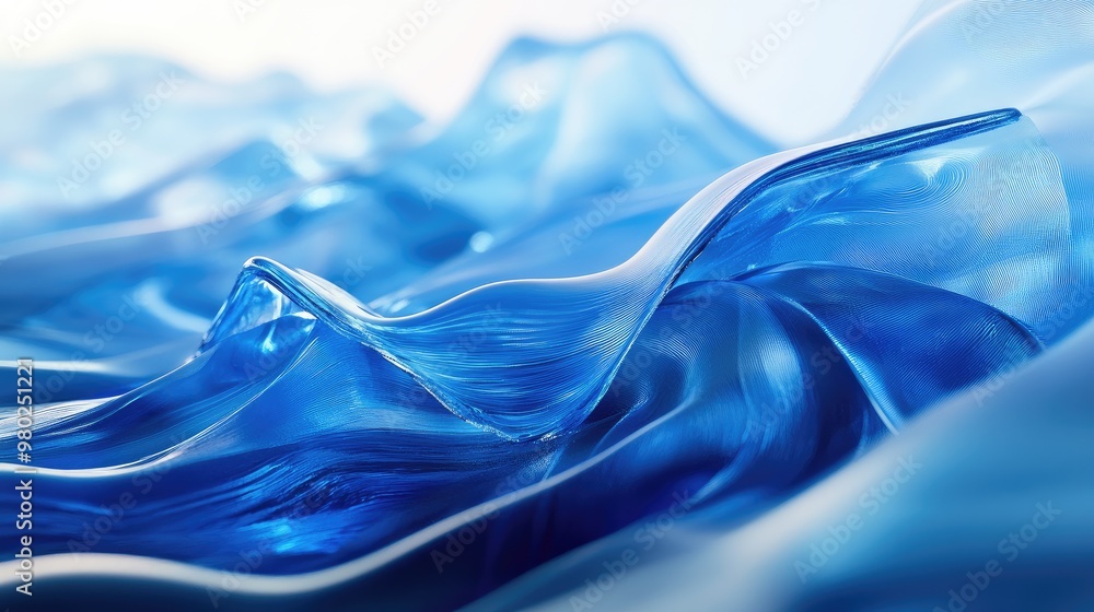 Aufkleber creative 3d rendering of blue ai waves on a sleek abstract background, flowing dynamically. no peopl