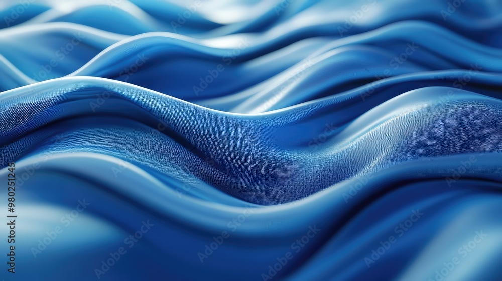 Poster creative 3d rendering of blue ai-generated waves on a sleek abstract background, evoking a modern at