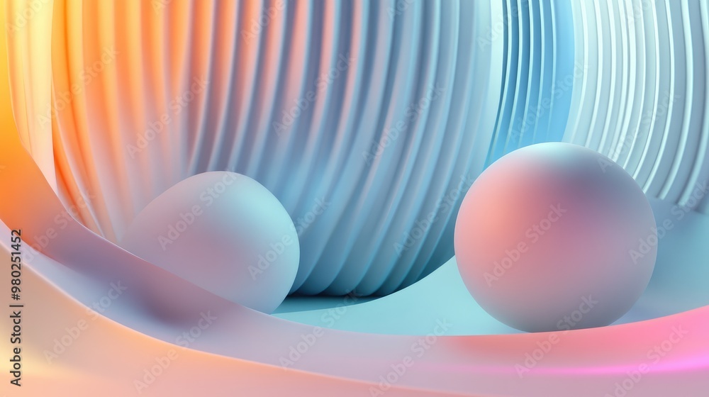 Fototapete detailed 3d abstract shapes in a futuristic design, set against a sleek, minimal background with amp