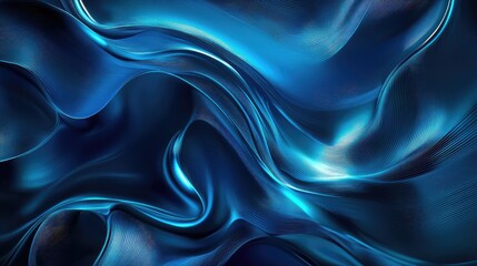Obraz premium Dynamic 3D blue waves created by AI on a sleek abstract background, evoking a futuristic atmosphere. No people or logos.