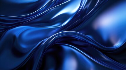 Fototapeta premium Dynamic 3D blue waves created by AI on a sleek abstract background, evoking a futuristic atmosphere. No people or logos.