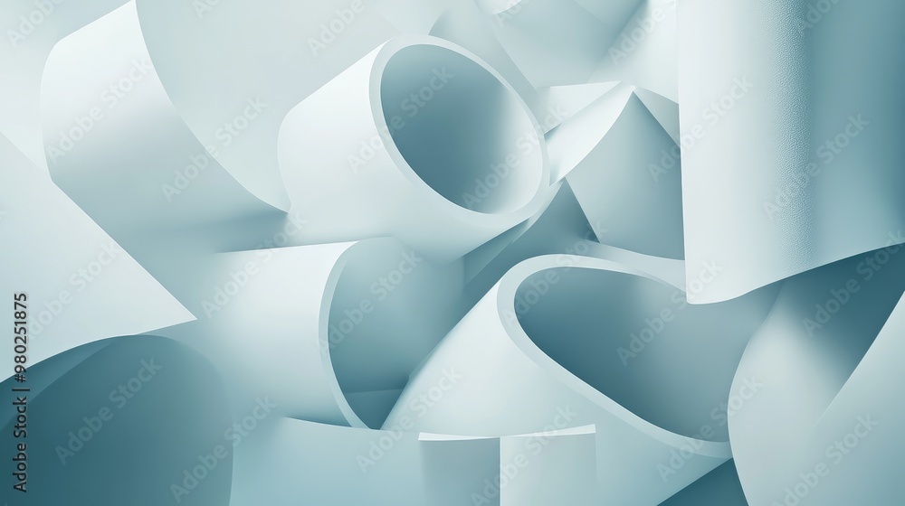 Fototapete futuristic 3d rendering of abstract geometric shapes, perfect for adding text, with a minimal backgr
