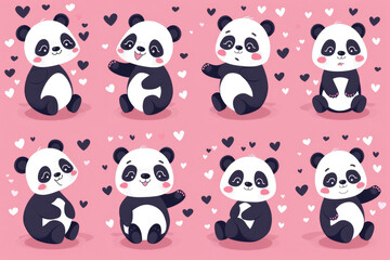 A panda drawn on paper with a pink background