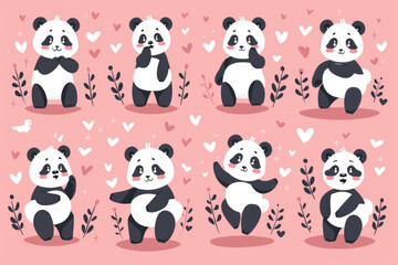 A panda drawn on paper with a pink background