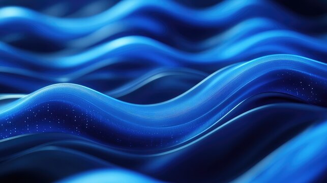 Futuristic 3D blue AI-generated waves cascading across an abstract background, creating a smooth and modern design. No people or logos.
