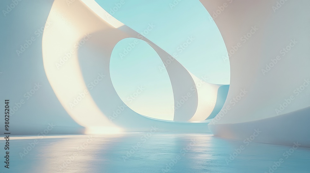 Aufkleber minimalist 3d rendering of abstract forms in a futuristic setting, perfect for text overlay. no peop